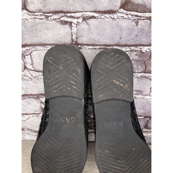 BASS Regina Black Leather Weaves Woven Basket weave Loafers Women Sz 10M US/41EU - Picture 13 of 16